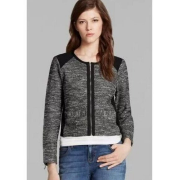 Eileen Fisher Jackets & Blazers - Eileen Fisher Tweed Zip Front Black Jacket XL